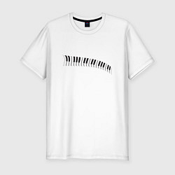 Футболка slim-fit Пианино клавиши волна, цвет: белый