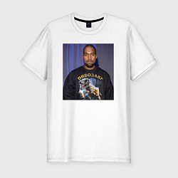 Мужская slim-футболка Канье Уэст пивозавр