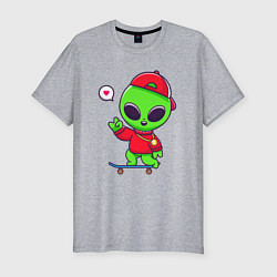 Мужская slim-футболка Пришелец скейтбордист