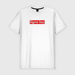 Футболка slim-fit Сигма бой supreme style из песни мерч - тик-ток ме, цвет: белый