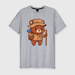 Мужская slim-футболка Мишка путешественник