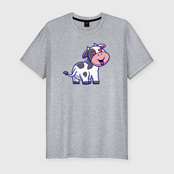 Мужская slim-футболка Влюблённая коровка