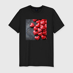 Футболка slim-fit Маленькие сердца, цвет: черный