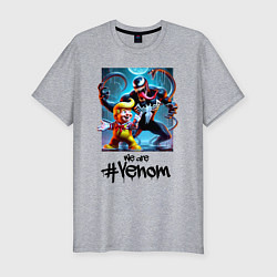 Футболка slim-fit Donald Trump and Venom - meme, цвет: меланж