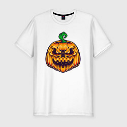 Мужская slim-футболка Halloween pumpkin
