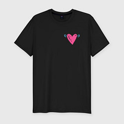 Футболка slim-fit Сердечко с крыльями - романтичная иллюстрация, цвет: черный
