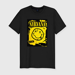 Футболка slim-fit Нирвана логотип смайл, цвет: черный