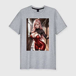 Футболка slim-fit Девушка в коридоре, цвет: меланж