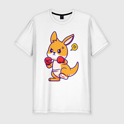 Футболка slim-fit Кенгуру боксирует, цвет: белый