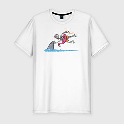 Мужская slim-футболка Скелет и акула