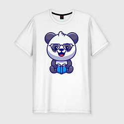 Мужская slim-футболка Панда с книгой