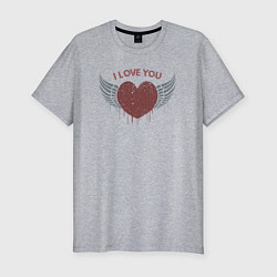 Футболка slim-fit Крылатое сердечко, цвет: меланж