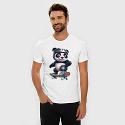 Футболка slim-fit Cool panda on a skateboard - extreme, цвет: белый — фото 2