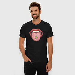 Футболка slim-fit Smiling lips, цвет: черный — фото 2