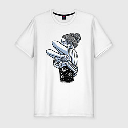 Футболка slim-fit Космическая красотка, цвет: белый