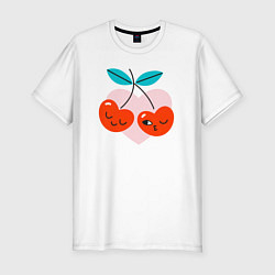 Мужская slim-футболка Влюблённые вишни