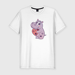 Мужская slim-футболка Бегемотик с сердцем