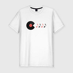 Футболка slim-fit Pac-Man ест ноты, цвет: белый