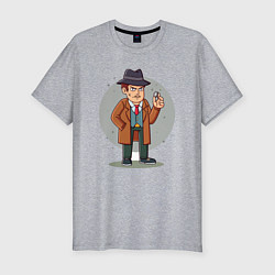 Футболка slim-fit Детектив в плаще и шляпе, цвет: меланж