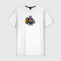 Мужская slim-футболка Голубь с перчаткой бесконечности