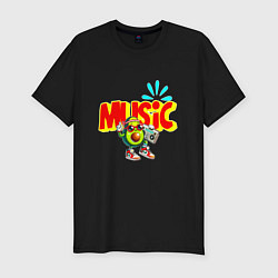 Мужская slim-футболка Музыкальный авокадо