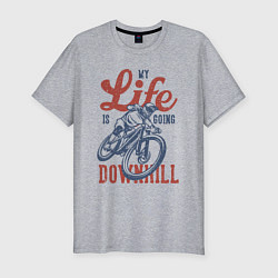 Футболка slim-fit My life is going downhill, цвет: меланж