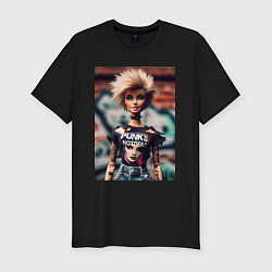 Футболка slim-fit Punks not dead - Barbie ai art, цвет: черный