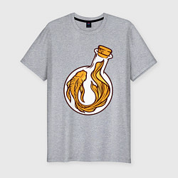 Мужская slim-футболка Золотая рыбка в колбе