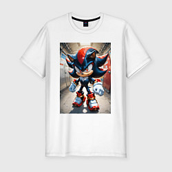 Футболка slim-fit Ежик Шедоу стоит в коридоре, цвет: белый