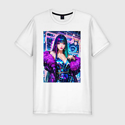 Футболка slim-fit Девушка поп идол в мехах, цвет: белый