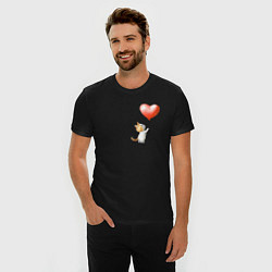 Футболка slim-fit Котик с шариком сердцем, цвет: черный — фото 2