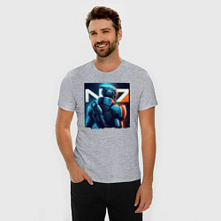 Футболка slim-fit Mass Effect - character ai art fantasy, цвет: меланж — фото 2