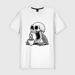 Футболка slim-fit Skeleton with coffee, цвет: белый