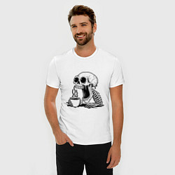 Футболка slim-fit Skeleton with coffee, цвет: белый — фото 2