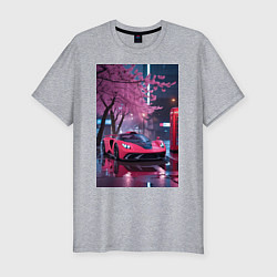 Футболка slim-fit Суперкар и сакура, цвет: меланж