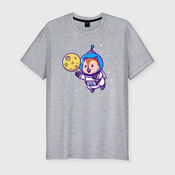 Мужская slim-футболка Белочка в космосе