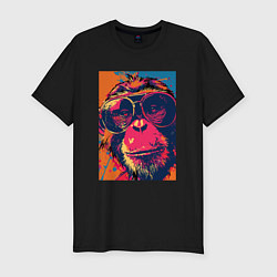 Мужская slim-футболка Обезьяна в очках big pop art