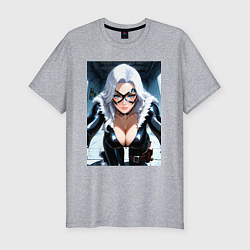 Футболка slim-fit Черная кошка Фелиция Харди, цвет: меланж