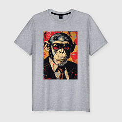 Мужская slim-футболка Деловой шимпанзе в смокинге