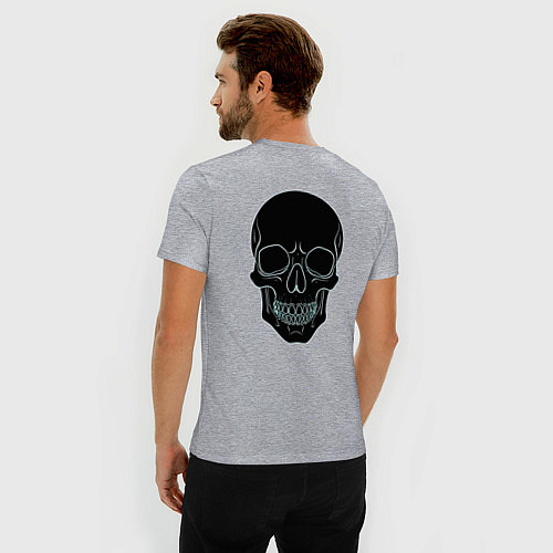 Мужская slim-футболка Skull black / Меланж – фото 4