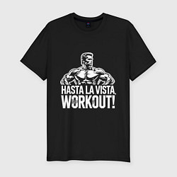 Мужская slim-футболка Arnold - hasta la vista workout