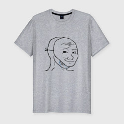 Мужская slim-футболка Плачущий в маске мем