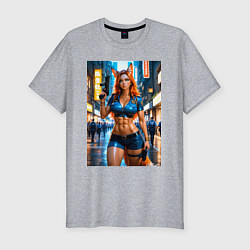 Футболка slim-fit Рыжая лиса-полицейский, цвет: меланж