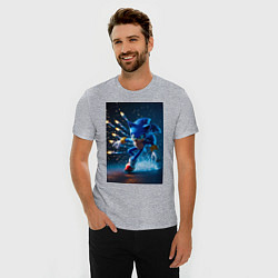 Футболка slim-fit Соник убегает от ракет, цвет: меланж — фото 2