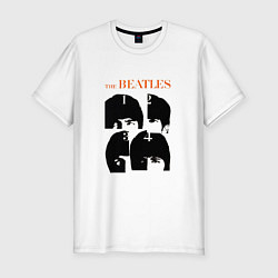 Футболка slim-fit Битлз черно белый, цвет: белый