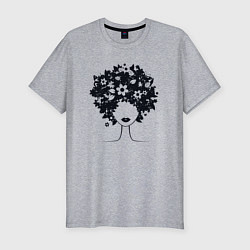 Мужская slim-футболка Цветочная девушка