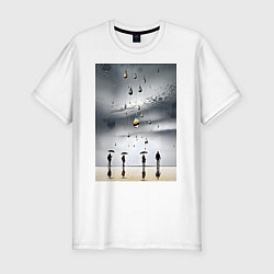 Футболка slim-fit Люди с зонтиками, цвет: белый