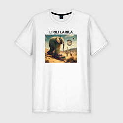 Футболка slim-fit Lirili larili - elephant - brainrot meme, цвет: белый