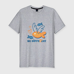 Футболка slim-fit Летающая рыба, Be different, цвет: меланж
