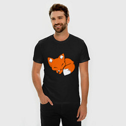 Футболка slim-fit Спящий лисёнок, цвет: черный — фото 2